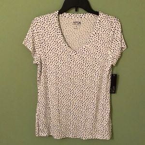 New with Tag Apt 9 Essentials White with Black Dots V-neck Shirt